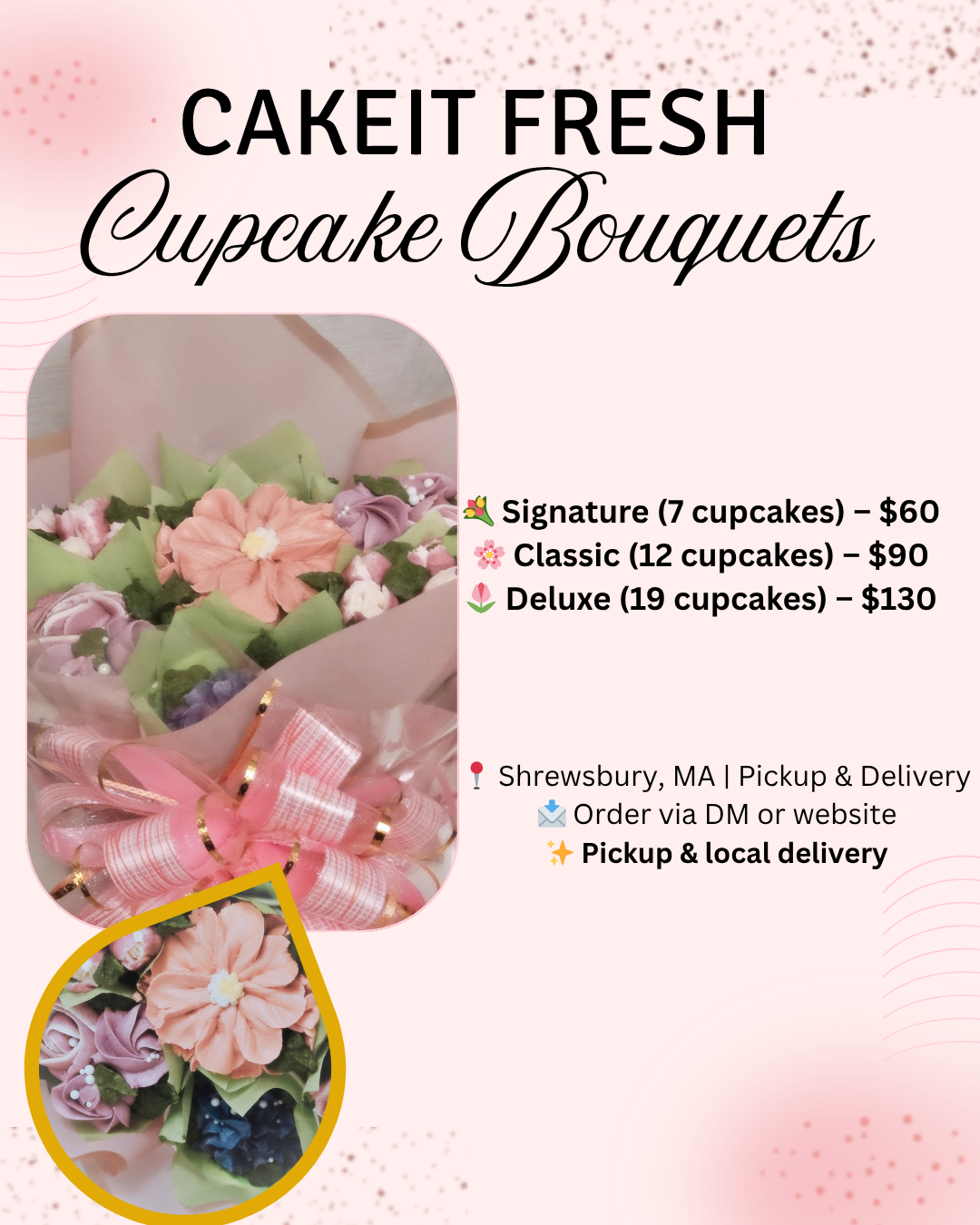 Cupcake Bouquet – Buttercream Flower Arrangement (Custom Order)